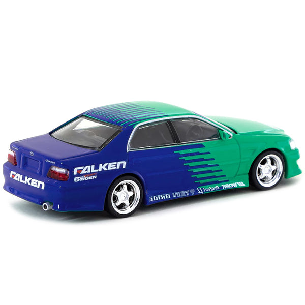 Toyota Chaser JZX100 RHD (Right Hand Drive) Green and Blue "Falken" Livery "Global64" Series 1/64 Diecast Model Car by Tarmac Works