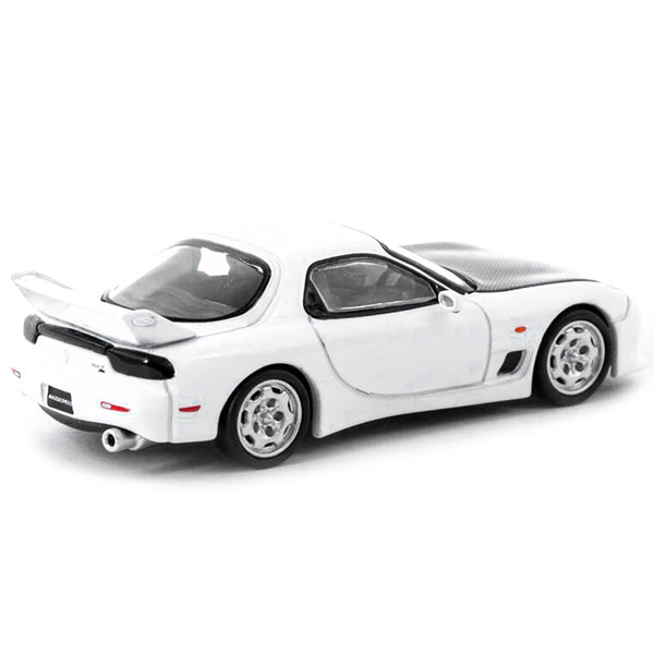 Mazda RX-7 (FD3S) Mazdaspeed A-Spec RHD (Right Hand Drive) Chaste White with Carbon Hood "Global64" Series 1/64 Diecast Model Car by Tarmac Works