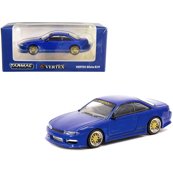 Nissan VERTEX Silvia S14 RHD (Right Hand Drive) Blue Metallic "Global64" Series 1/64 Diecast Model Car by Tarmac Works