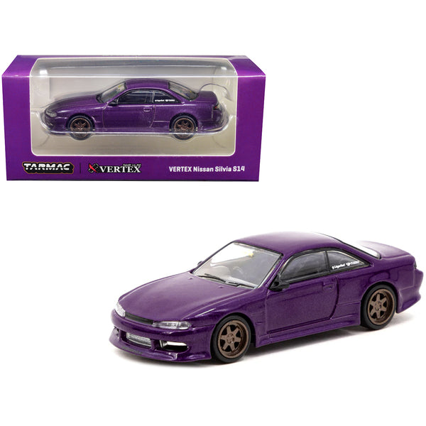 Nissan VERTEX Silvia S14 RHD (Right Hand Drive) Purple Metallic "Global64" Series 1/64 Diecast Model Car by Tarmac Works