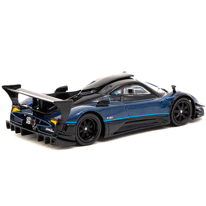 Pagani Zonda Revolucion Blue Metallic and Black with Light Blue Stripes "Global64" Series 1/64 Diecast Model Car by Tarmac Works