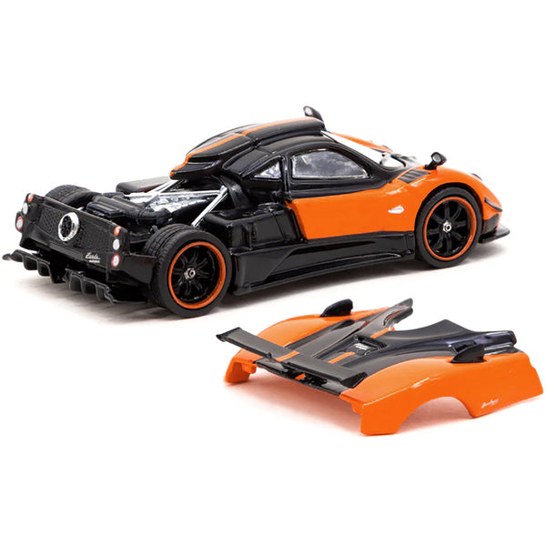 Pagani Zonda Cinque Arancio Saint Tropez Orange Metallic and Black "Global64" Series 1/64 Diecast Model Car by Tarmac Works