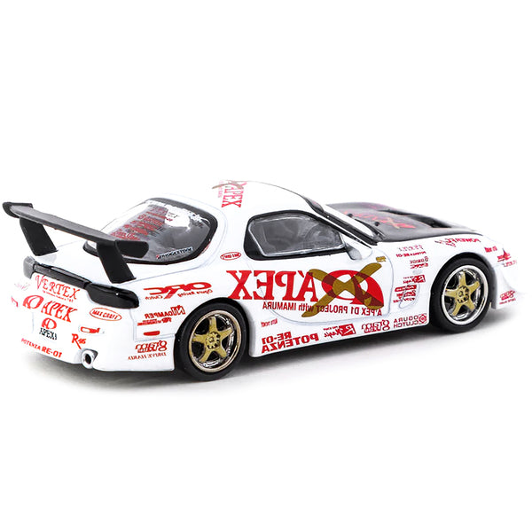 Vertex RX-7 FD3S White with Graphics RHD (Right Hand Drive) "A'Pex D1 Project" "Global64" Series 1/64 Diecast Model Car by Tarmac Works