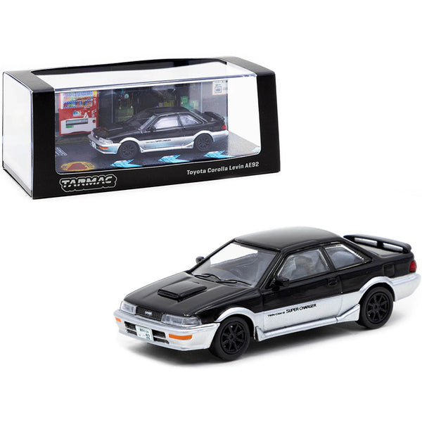 Toyota Corolla Levin AE92 Black and Silver 1/64 Diecast Model Car by Tarmac Works