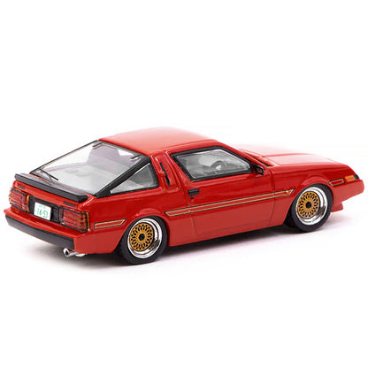 Mitsubishi Starion RHD (Right Hand Drive) Bright Red with Black Stripes "Road64" Series 1/64 Diecast Model Car by Tarmac Works