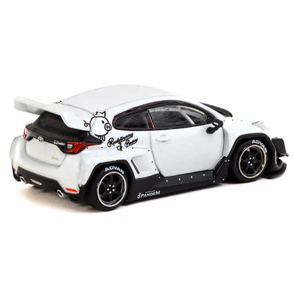 Toyota Yaris Pandem RHD (Right Hand Drive) White Metallic with Graphics "Rocket Bunny Racing" "Road64" Series 1/64 Diecast Model Car by Tarmac Works