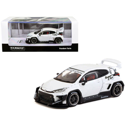 Toyota Yaris Pandem RHD (Right Hand Drive) White Metallic with Graphics "Rocket Bunny Racing" "Road64" Series 1/64 Diecast Model Car by Tarmac Works