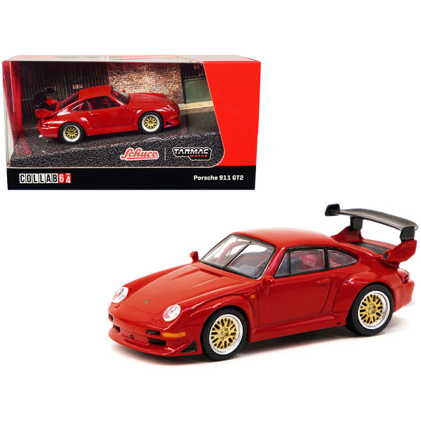 Porsche 911 GT2 Red with Red Interior "Collab64" Series 1/64 Diecast Model Car by Schuco & Tarmac Works