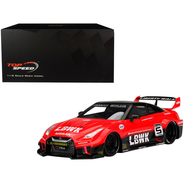 Nissan 35GT-RR Ver.1 LB-Silhouette Works GT #5 RHD (Right Hand Drive) LBWK Red and Black 1/18 Model Car by Top Speed