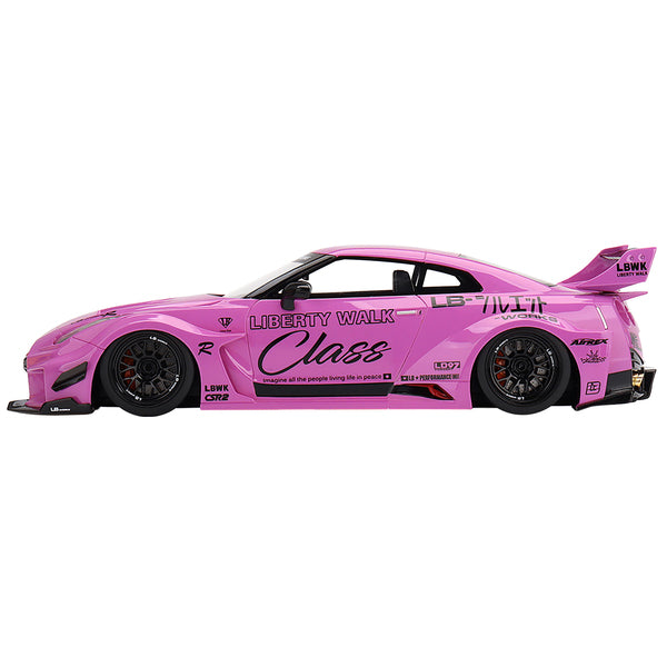 Nissan 35GT-RR Ver. 1 LB-Silhouette Works GT RHD (Right Hand Drive) "Class" Pink with Graphics 1/18 Model Car by Top Speed