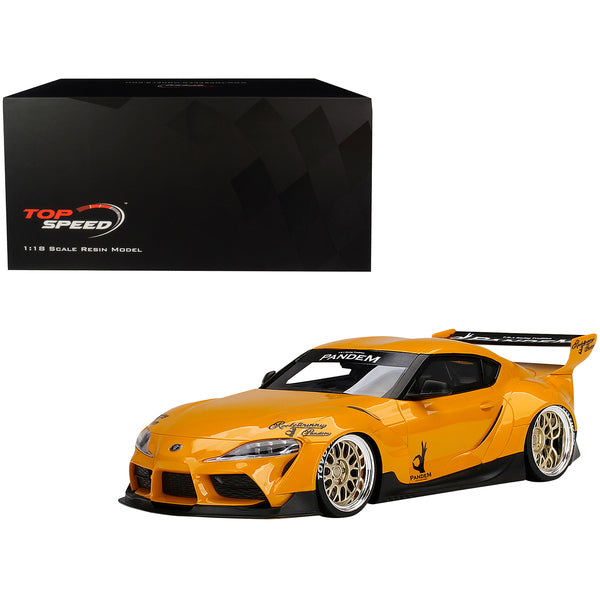 Toyota Pandem GR Supra V1.0 Yellow with Graphics 1/18 Model Car by Top Speed