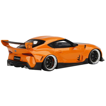 Toyota Pandem GR Supra V1.0 Orange with Black Hood 1/18 Model Car by Top Speed