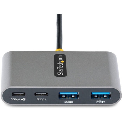 StarTech.com 4-Port USB-C Hub with 100W Power Delivery Pass-Through, 2x USB-A + 2x USB-C, 5Gbps, 1ft/30cm Long Cable, Portable USB 3.0 Hub