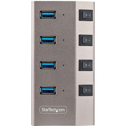 StarTech.com 4-Port Self-Powered USB-C Hub with Individual On/Off Switch, Desktop/Laptop USB-C to USB-A Hub, USB Type C Hub w/Power Supply