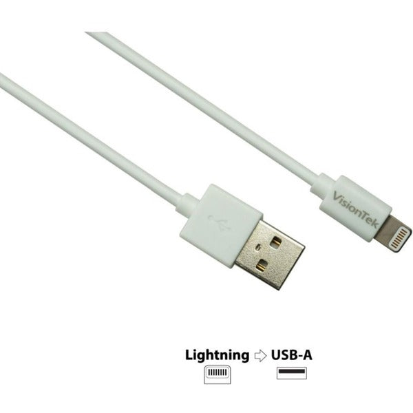 VisionTek Lightning to USB 1 Meter MFI Cable White (M/M)