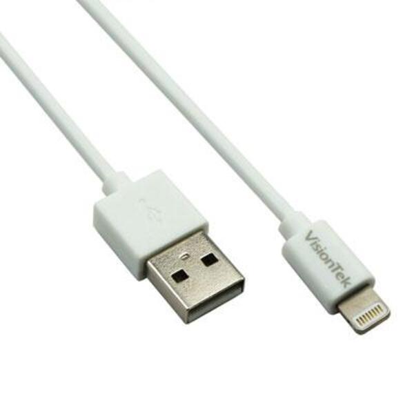 VisionTek Lightning to USB 2 Meter MFI Cable White (M/M)