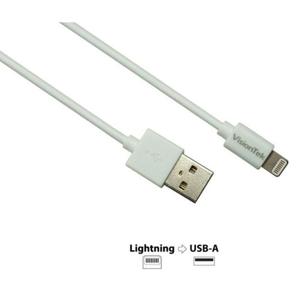 VisionTek Lightning to USB 2 Meter MFI Cable White (M/M)