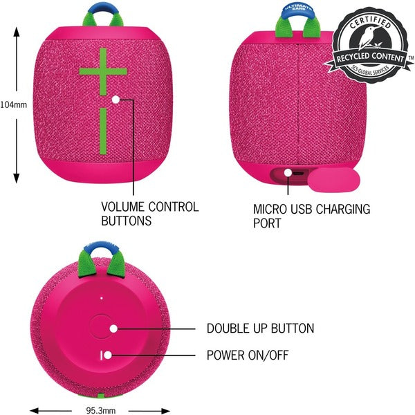 Ultimate Ears WONDERBOOM 3 Portable Bluetooth Speaker System - Pink