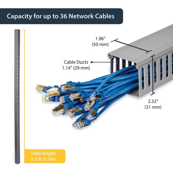 StarTech.com 2x2in Open Slot Wiring Cable Raceway Duct with Cover - Open Slot - Cable raceway - gray - 2 m