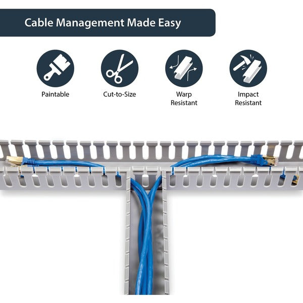 StarTech.com 2x2in Open Slot Wiring Cable Raceway Duct with Cover - Open Slot - Cable raceway - gray - 2 m