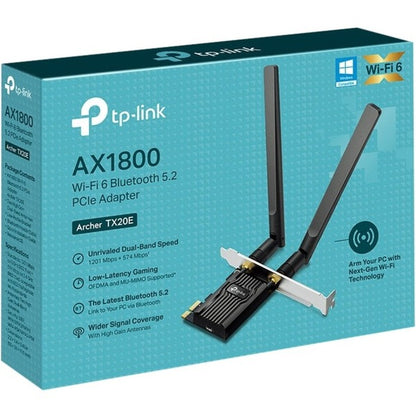 TP-Link Archer TX20E IEEE 802.11ax Bluetooth 5.2 Dual Band Wi-Fi/Bluetooth Combo Adapter for Desktop Computer/Server