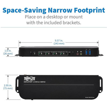 Tripp Lite DisplayPort USB KVM Switch 4-Port 4K 60Hz HDR DP 1.4 USB Sharing