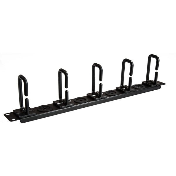 StarTech.com 1U 19" Cable Management Organizer - D Ring Hook Network/Server Rack Cord Manager - Data Center Horizontal Wire Panel