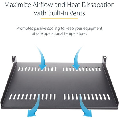 StarTech.com 1U Vented Server Rack Cabinet Shelf - Fixed 10in Deep Cantilever Rackmount Tray for 19" Data/AV/Network Enclosure w/Cage Nuts