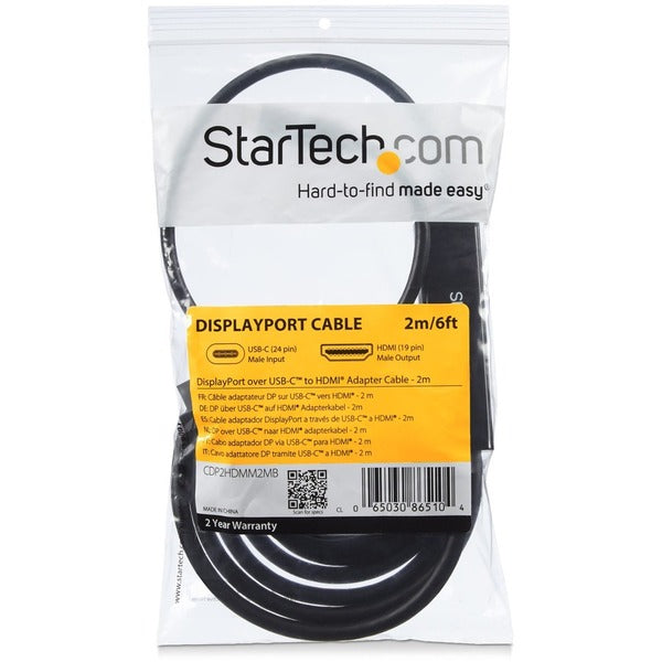 StarTech.com USB C to HDMI Cable ? 6 ft / 2m ? USB-C to HDMI 4K 60Hz ? USB Type C to HDMI ? Computer Monitor Cable