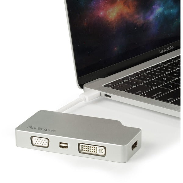 StarTech.com USB C Multiport Video Adapter 4K/1080p - USB Type C to HDMI, VGA, DVI or Mini DisplayPort Monitor Adapter - Silver Aluminum