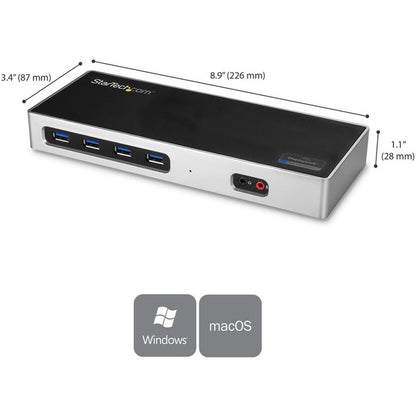 StarTech.com USB-C / USB 3.0 Docking Station - Compatible with Windows / macOS - Supports 4K Ultra HD Dual Monitors - USB-C - Six USB Type-A Ports - DK30A2DH