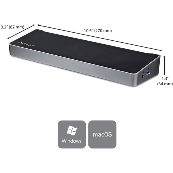 StarTech.com USB C Dock - Compatible with Windows / macOS - Supports Triple 4K Ultra HD Monitors - 60W Power Delivery - Power and Charge Laptop and Peripherals - DK30CH2DPPD