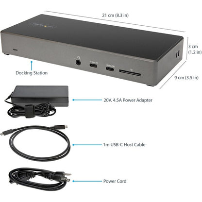 StarTech.com USB C Dock, Triple 4K Monitor USB-C Docking Station with DP 1.4 &amp; DSC, 2x DisplayPort &amp; 1x HDMI, 100W PD, 6x USB (2x 10Gbps)