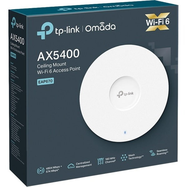 TP-Link EAP670 Dual Band IEEE 802.11 a/b/g/n/ac/ax 5.27 Gbit/s Wireless Access Point