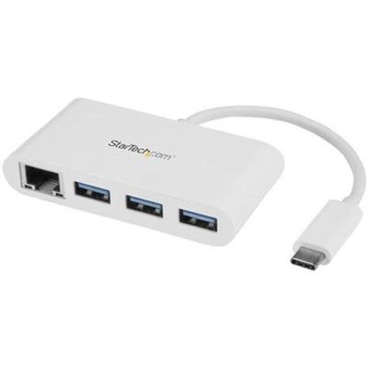 StarTech.com 3 Port USB C Hub with Gigabit Ethernet - USB-C to 3x USB-A - USB 3.0 - White - USB Hub with GbE - USB-C to USB Adapter - USB Type C Hub