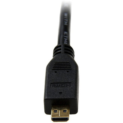 StarTech.com 6ft Micro HDMI to HDMI Cable with Ethernet, 4K High Speed Micro HDMI Type-D Device to HDMI Monitor Adapter/Converter Cord