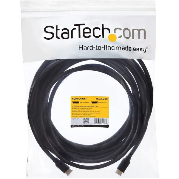 StarTech.com 35ft In Wall Plenum Rated HDMI Cable, 4K High Speed Long HDMI Cord w/ Ethernet, 4K30Hz UHD, 10.2 Gbps, HDMI 1.4 Display Cable