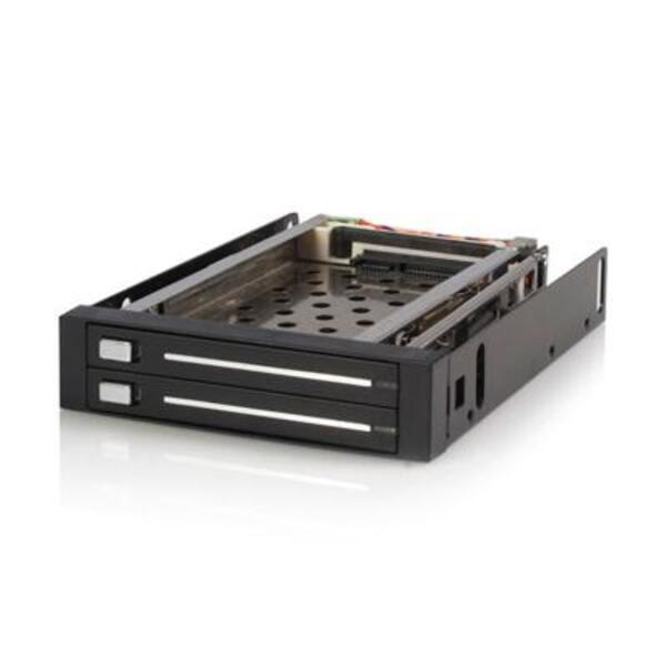 StarTech.com StarTech.com 2 Drive 2.5in Trayless Hot Swap SATA Mobile Rack Backplane - Storage bay adapter - black