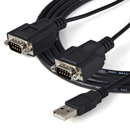 StarTech.com USB to Serial Adapter - 2 Port - COM Port Retention - FTDI - USB to RS232 Adapter Cable - USB to Serial Converter