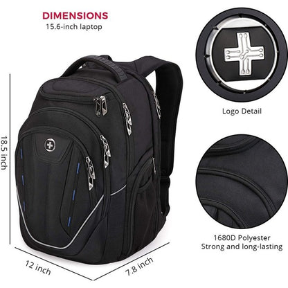 Swissdigital Design Carrying Case (Backpack) Travel, Notebook, Multipurpose, Accessories - Black