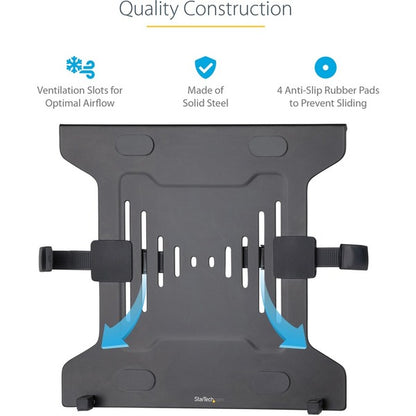 StarTech.com VESA Laptop Tray, Adjustable Monitor Arm Laptop Tray, Secures Notebooks up to 4.5kg (9.9lb), 75x75 &amp; 100x100 VESA, Ventilated