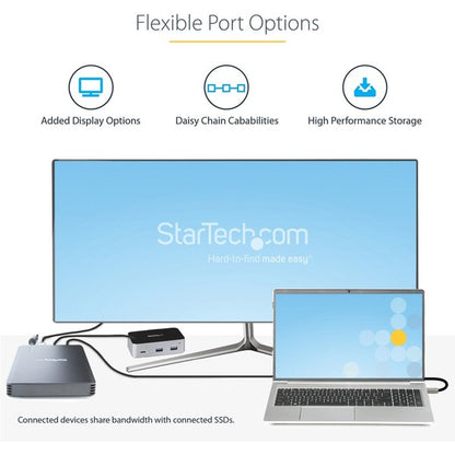 StarTech.com 4 Bay Thunderbolt 3 NVMe Enclosure, For M.2 NVMe SSD Drives, 1x DisplayPort Video and 2x TB3 Downstream Ports, 40Gbps