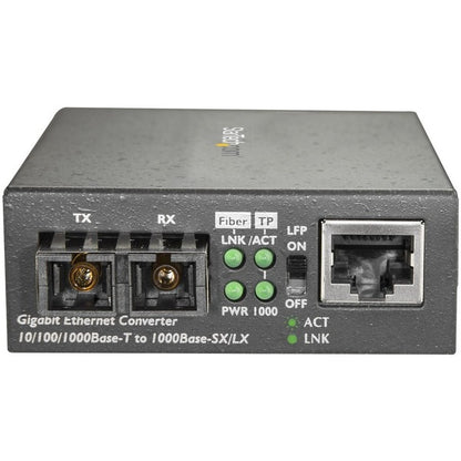 StarTech.com Multimode SC Fiber Ethernet Media Converter - 1000BASE-SX Gigabit Fiber Optic to Copper Bridge - 10/100/1000 Network - 550m