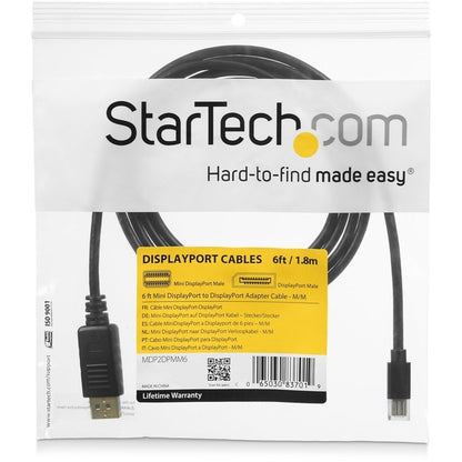 StarTech.com 10ft (3m) Mini DisplayPort to DisplayPort 1.2 Cable, 4K x 2K mDP to DisplayPort Adapter Cable, Mini DP to DP Cable