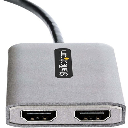 StarTech.com DP to Dual HDMI MST HUB, Dual HDMI 4K 60Hz, 2 Port DisplayPort Multi Monitor Adapter with 1ft/30cm Cable, DP 1.4 | DSC | HBR3