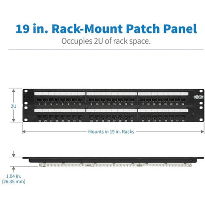 Tripp Lite 48-Port Cat6 Cat5 Patch Panel Rackmount 110 Punch Down RJ45 Ethernet 1URM 568B