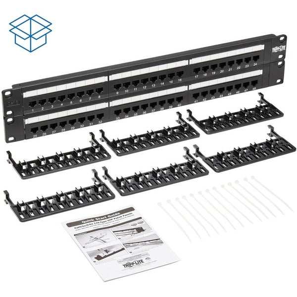 Tripp Lite 48-Port Cat6 Cat5 Patch Panel Rackmount 110 Punch Down RJ45 Ethernet 1URM 568B