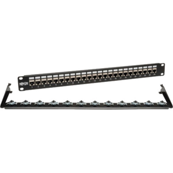 Tripp Lite 24-Port Shielded Cat6 Patch Panel Feed Through Rackmount RJ45 1URM TAA