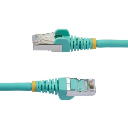 StarTech.com 25ft CAT6a Ethernet Cable, Aqua Low Smoke Zero Halogen (LSZH) 10 GbE 100W PoE S/FTP Snagless RJ-45 Network Patch Cord