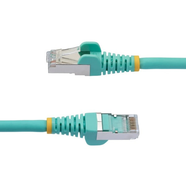 StarTech.com 3ft CAT6a Ethernet Cable, Aqua Low Smoke Zero Halogen (LSZH) 10 GbE 100W PoE S/FTP Snagless RJ-45 Network Patch Cord